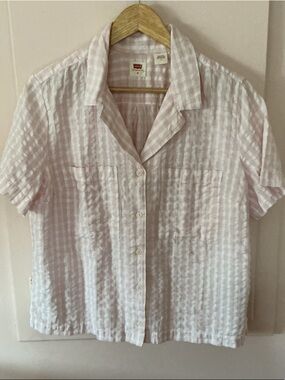 Levi's Light Pink Seersucker Button-Front Short Sleeve Shirt